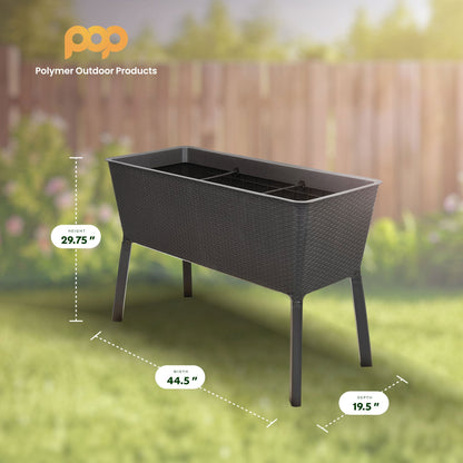 Polymer Outdoor Products 19.5" L x 44.5" W x 29.75" H Raised Garden Bed, Brown