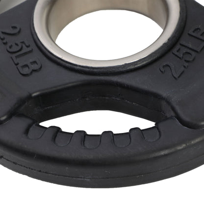 HolaHatha 2.5 Pound Olympic Rubber Coated Weight Plate w/Handle, Black (2 Pack)