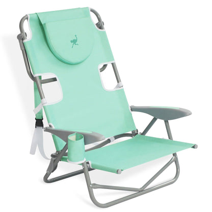 Ostrich Chaise Lounge Beach Chair with On Your Back Camping Lawn Chair, Teal