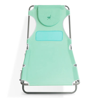 Ostrich Chaise Lounge Beach Chair with On Your Back Camping Lawn Chair, Teal