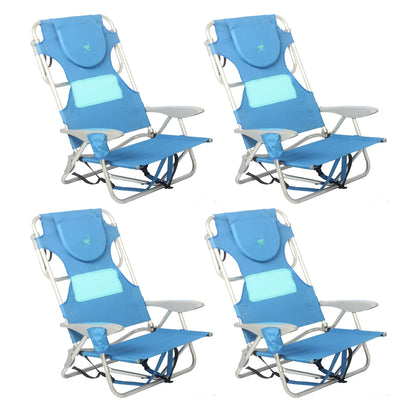 Ostrich Ladies Comfort On Your Back Outdoor Backpack Beach Chair, Blue, (4 Pack)