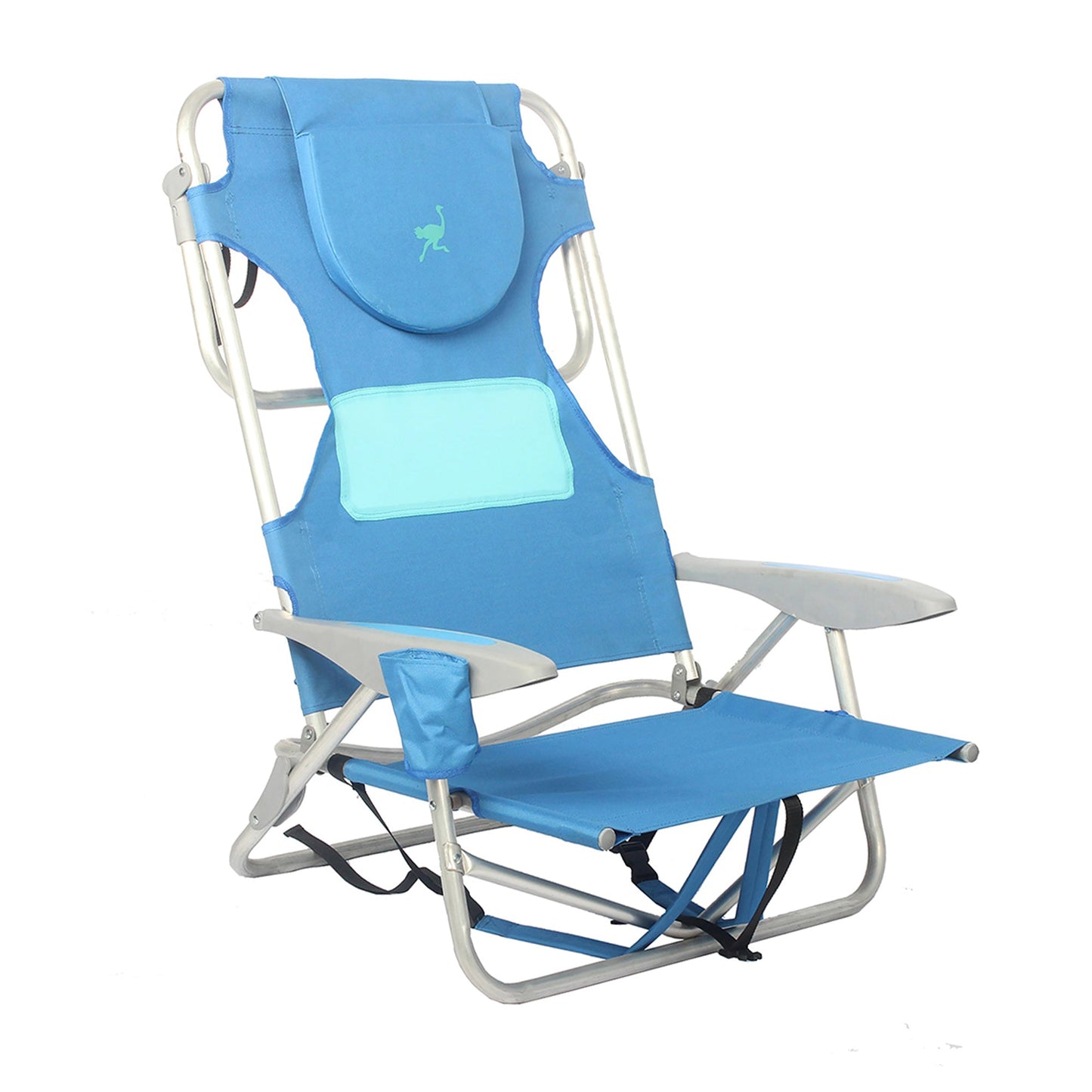 Ostrich 3N1 Reclining Chair and Ladies Comfort On-Your-Back Beach Chair, Blue