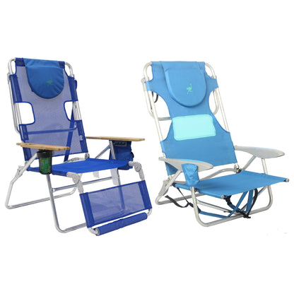 Ostrich Altitude 3N1 Chair and Ladies Comfort On Your Back Beach Chair, Blue
