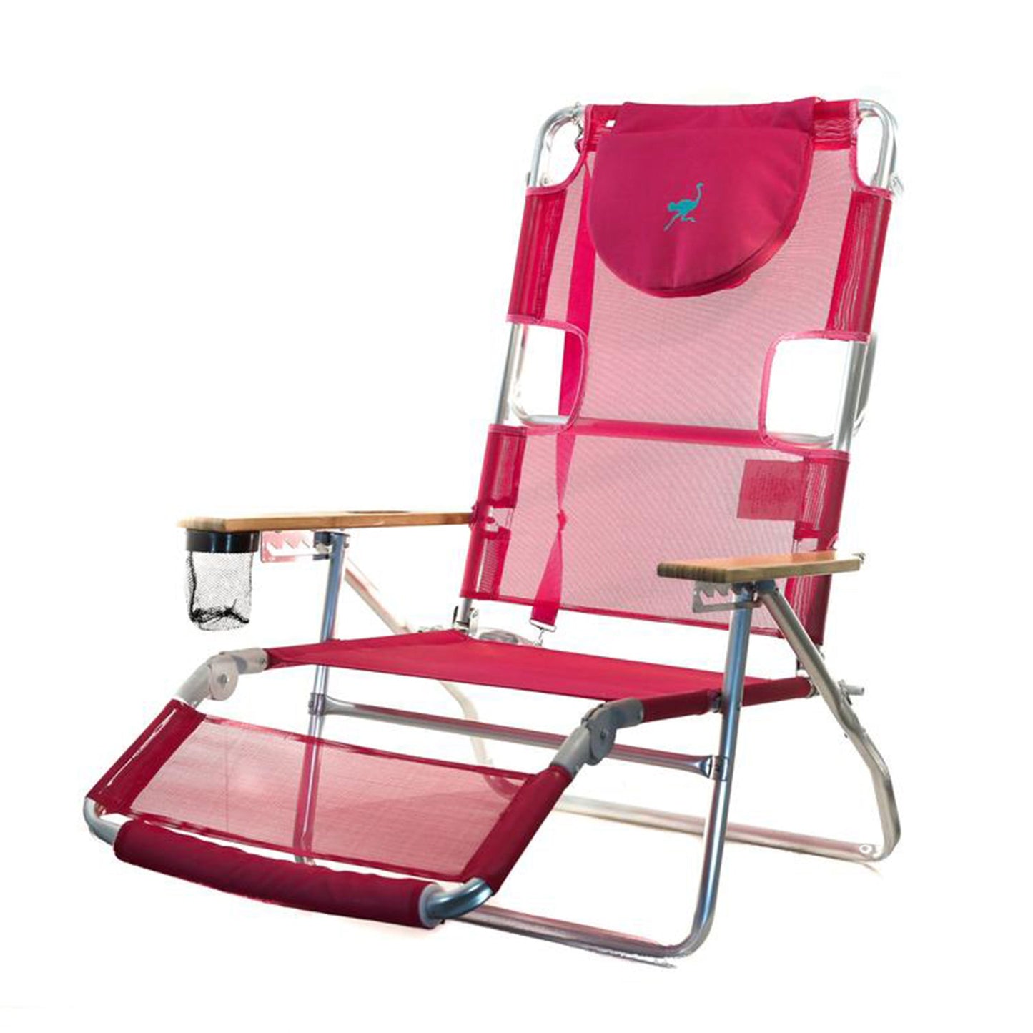Ostrich Altitude 3 in 1 16 Inch Tall Lounge Reclining Beach Chair, Pink (2 Pack)
