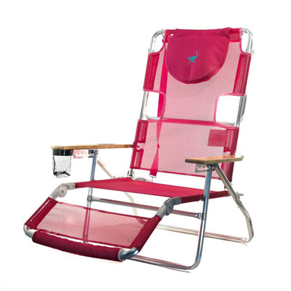 Ostrich Altitude 3 in 1 16 Inch Tall Lounge Reclining Beach Chair, Pink (2 Pack)