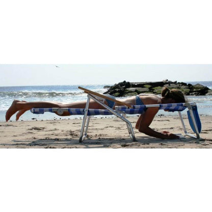 Ostrich 3N1 Reclining Beach Chair and On Your Back Beach Chair, Striped Blue
