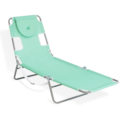 Ostrich Chaise Lounge Folding Sunbathing Recliner Beach Chair, Teal (4 Pack)