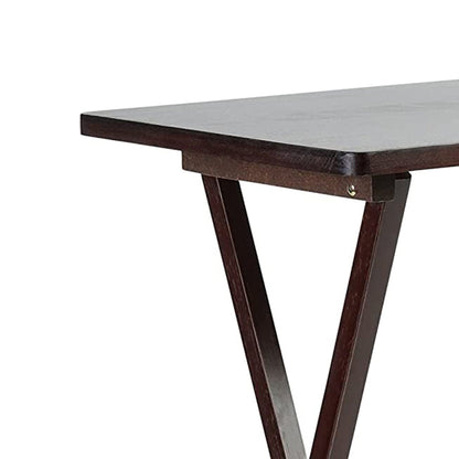 PJ Wood Folding Portable TV Snack Tray Table w/Compact Storage Rack, (Set of 7)