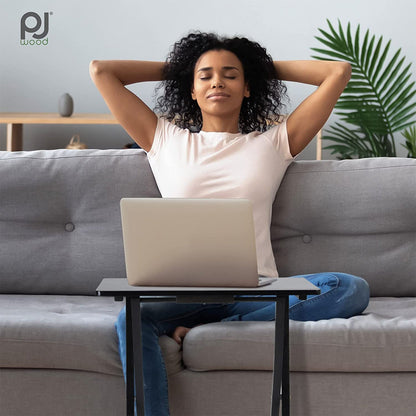 PJ Wood Portable Folding TV Snack Tray Table Desk Stand, Black (4 Piece Set)