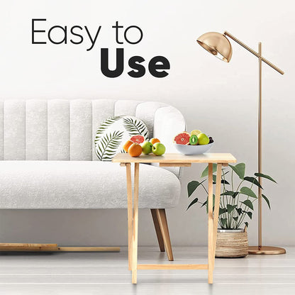 PJ Wood Folding Portable TV Tray Tables with Compact Storage Rack (10 Piece Set)