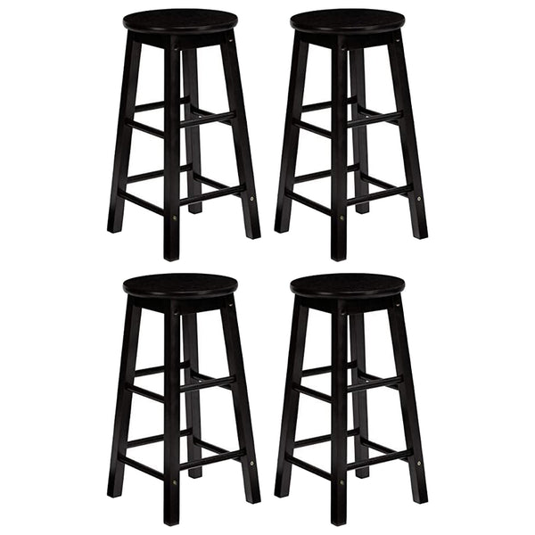 PJ Wood Classic Round Seat 29 Inch Tall Kitchen Counter Stools, Black (Set of 4)