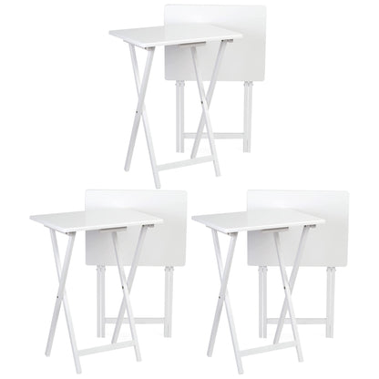 PJ Wood Portable Folding TV Snack Tray Table Desk Stand, White (6 Piece Set)