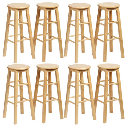 PJ Wood Classic Round Seat 29" Tall Kitchen Counter Stools, Natural (Set of 8)