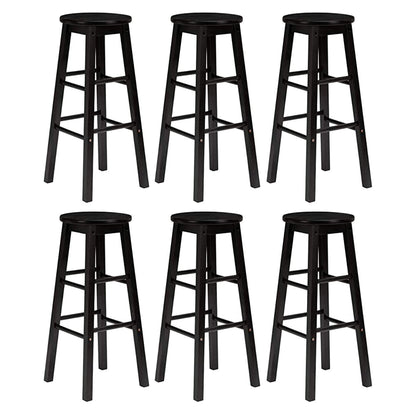PJ Wood Classic Round Seat 24 Inch Kitchen and Counter Stools, Black (6 Pack)