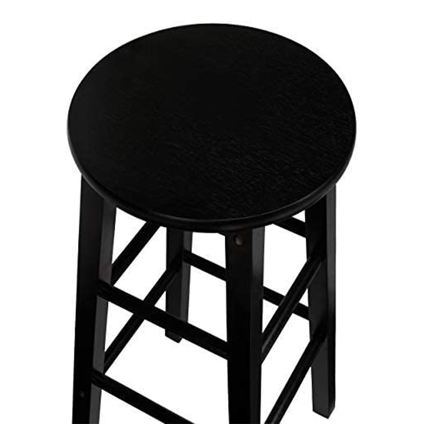 PJ Wood Classic Round Seat 24 Inch Kitchen and Counter Stools, Black (8 Pack)