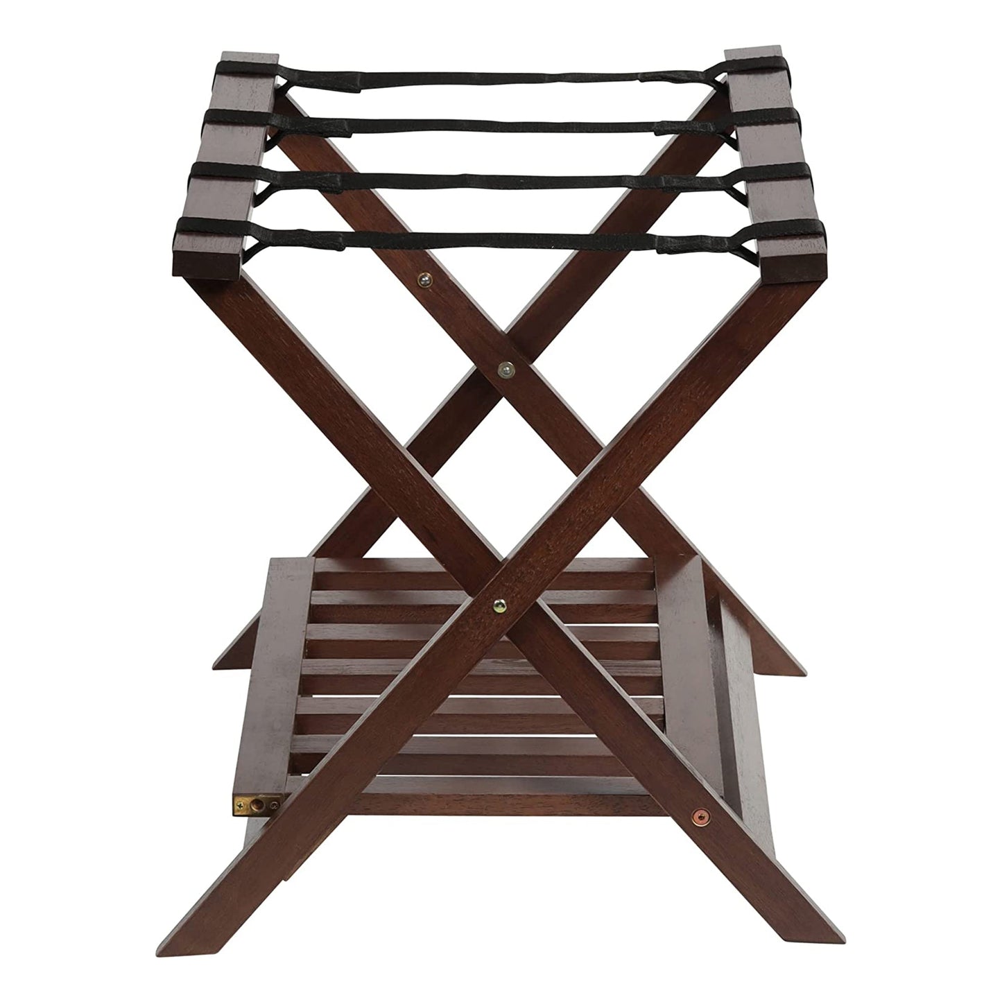 PJ Wood Hotel Style Home Folding Suitcase Luggage Rack w/Shelf, Walnut (2 Pack) - Find Fresh Goods
