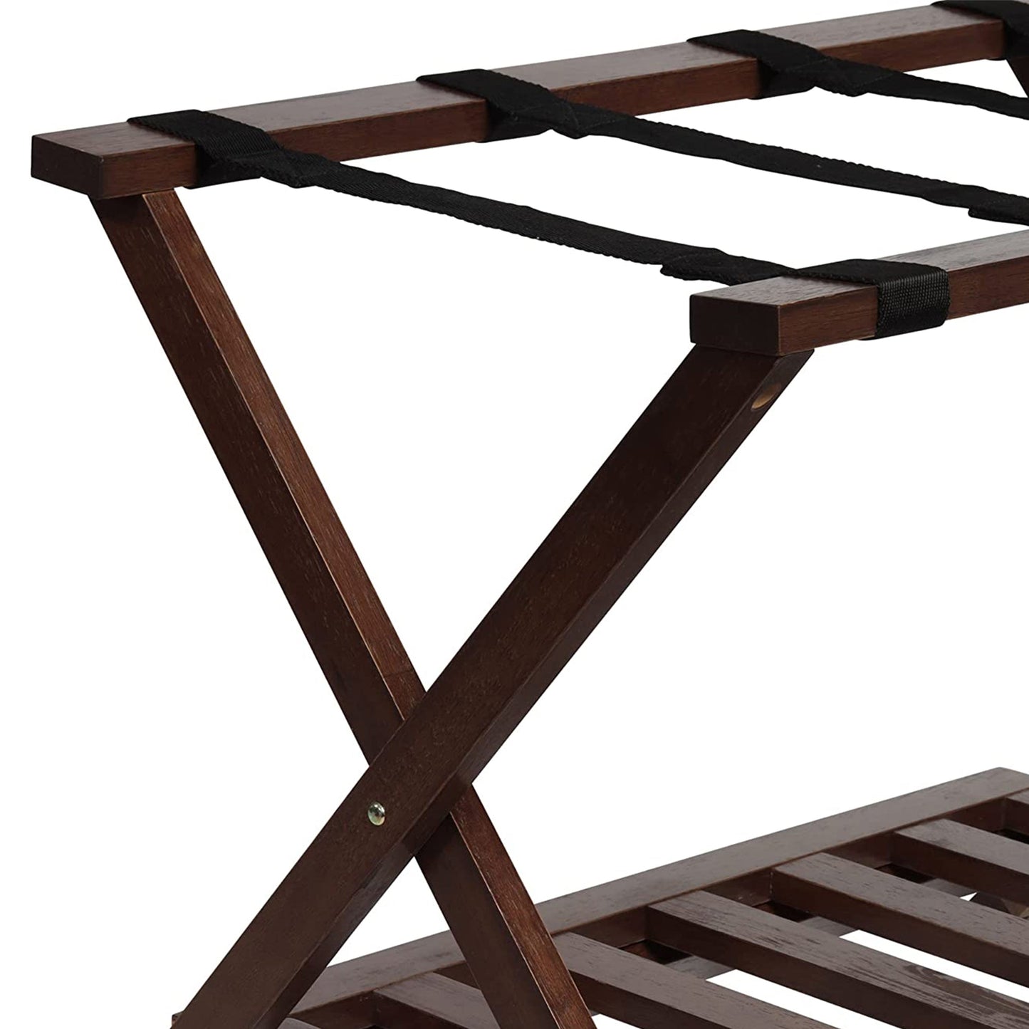 PJ Wood Hotel Style Home Folding Suitcase Luggage Rack w/Shelf, Walnut (2 Pack) - Find Fresh Goods