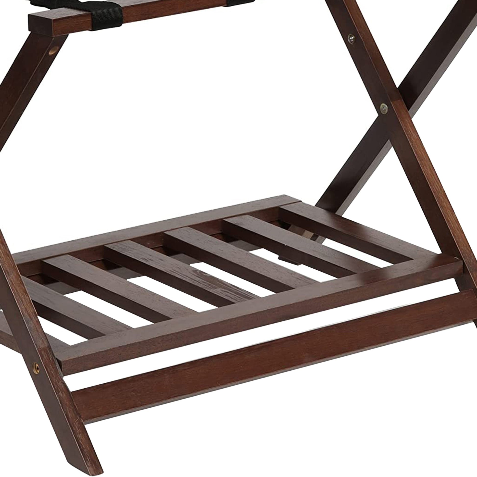 PJ Wood Hotel Style Home Folding Suitcase Luggage Rack w/Shelf, Walnut (2 Pack) - Find Fresh Goods