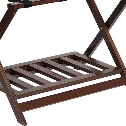 PJ Wood Hotel Style Home Folding Suitcase Luggage Rack w/Shelf, Walnut (2 Pack) - Find Fresh Goods