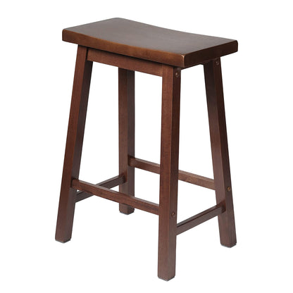 PJ Wood Classic Saddle Seat 24 Inch Kitchen Bar Counter Stool, Walnut (4 Pack)