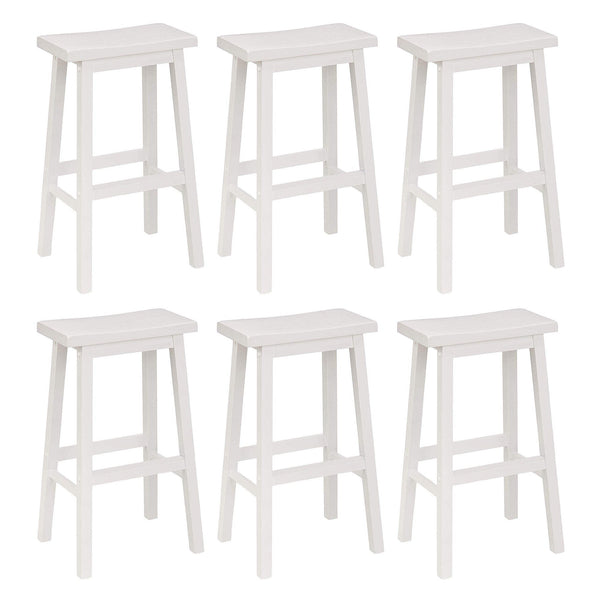 PJ Wood Classic 29 Inch Saddle Seat Kitchen Bar Counter Stool, White (6 Pack)