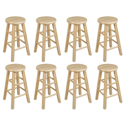 PJ Wood Classic Round Seat 24" Tall Kitchen Counter Stools, Natural (Set of 8)