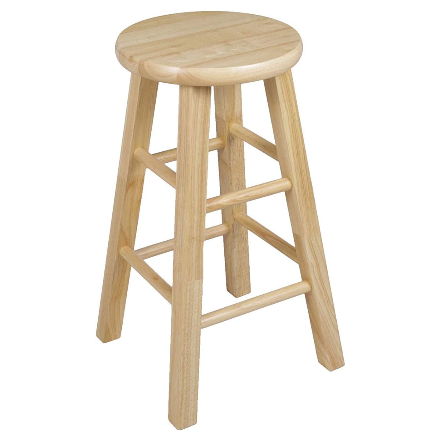 PJ Wood Classic Round Seat 24" Tall Kitchen Counter Stools, Natural (Set of 8)
