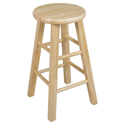 PJ Wood Classic Round Seat 24" Tall Kitchen Counter Stools, Natural (Set of 8)