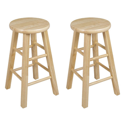 PJ Wood Classic Round Seat 24" Tall Kitchen Counter Stools, Natural (Set of 10)