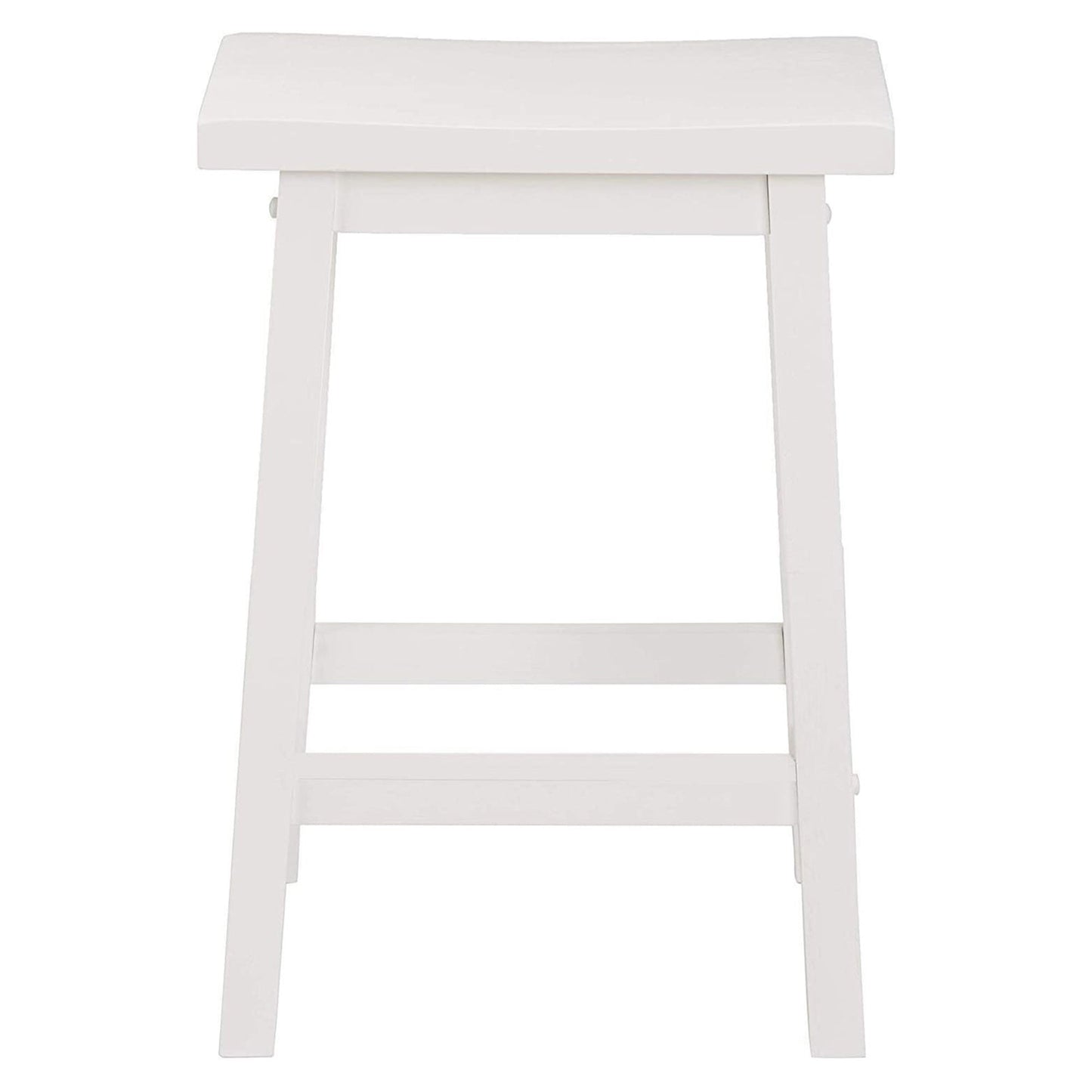 PJ Wood Classic Saddle Seat 24 Inch Tall Kitchen Counter Stools, White (4 Pack)