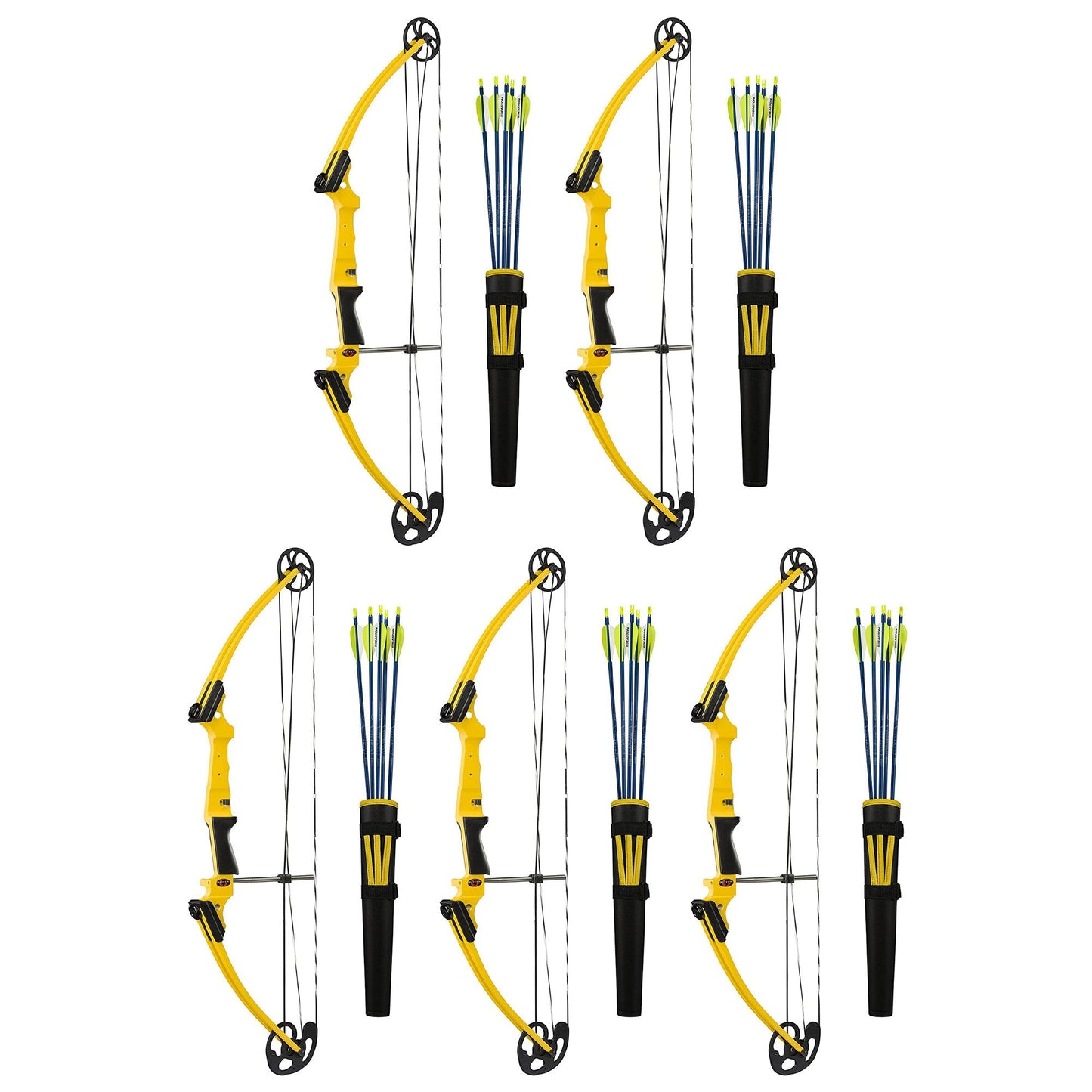 Genesis Archery Original Left Handed Compound Bow Archery Kit, Yellow (5 Pack)