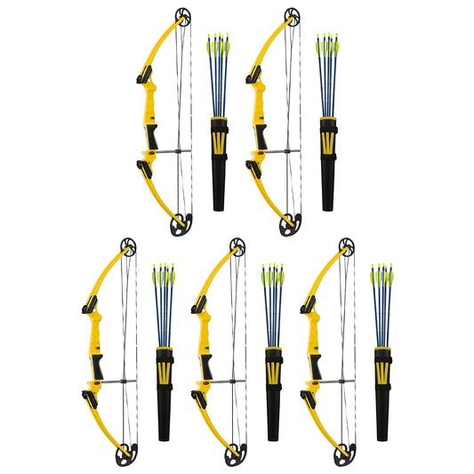 Genesis Archery Original Left Handed Compound Bow Archery Kit, Yellow (5 Pack)