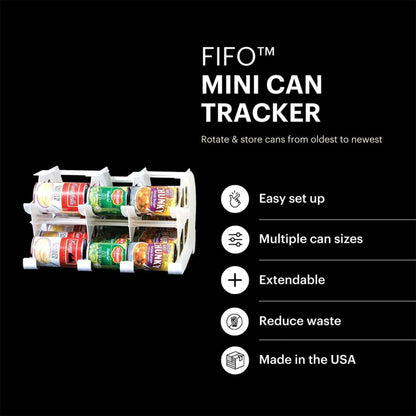 FIFO Countertop Mini Can Tracker Holds 30 10 to 24 Oz Can Sizes, USA Made, White