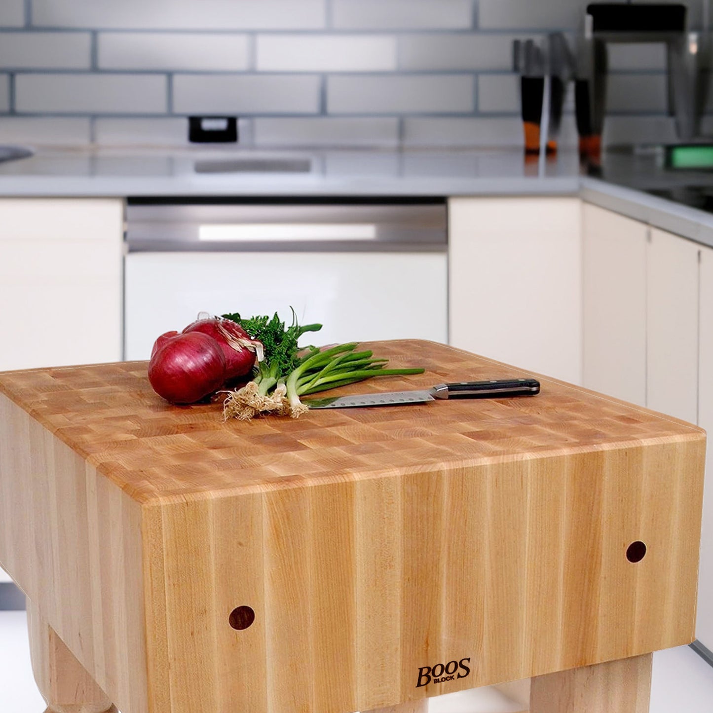 John Boos AB Series Square Wood Butcher Block Prep Table, 18" x 18", Maple