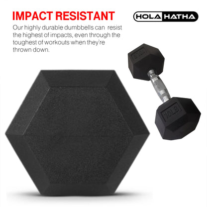 HolaHatha Iron Hexagonal Cast Home Exercise Dumbbell Free Weight, 45 Pounds