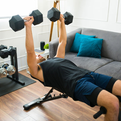 HolaHatha Iron Hexagonal Cast Home Exercise Dumbbell Free Weight, 45 Pounds