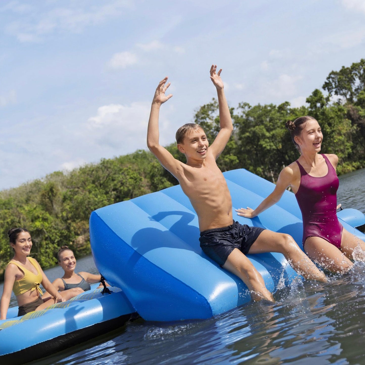 Bestway Hydro Force Detachable Summer Slide 5 Person Inflatable Activity Island