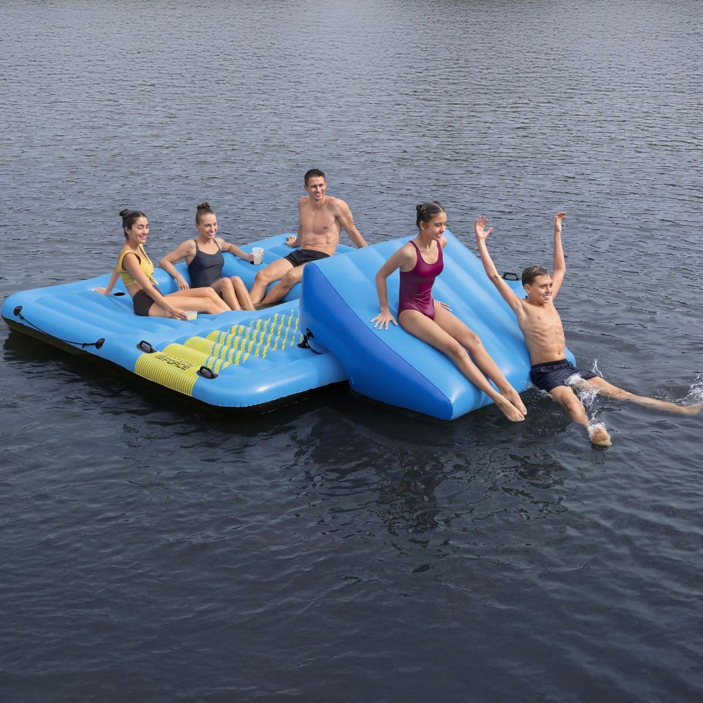 Bestway Hydro Force Detachable Summer Slide 5 Person Inflatable Activity Island