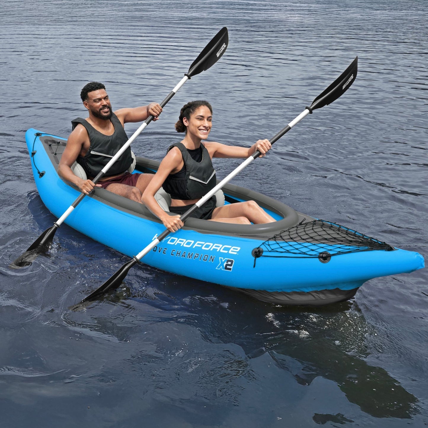 Bestway Hydro Force 91” Adjustable Aluminum Locking Kayak Paddle and Grip, Black