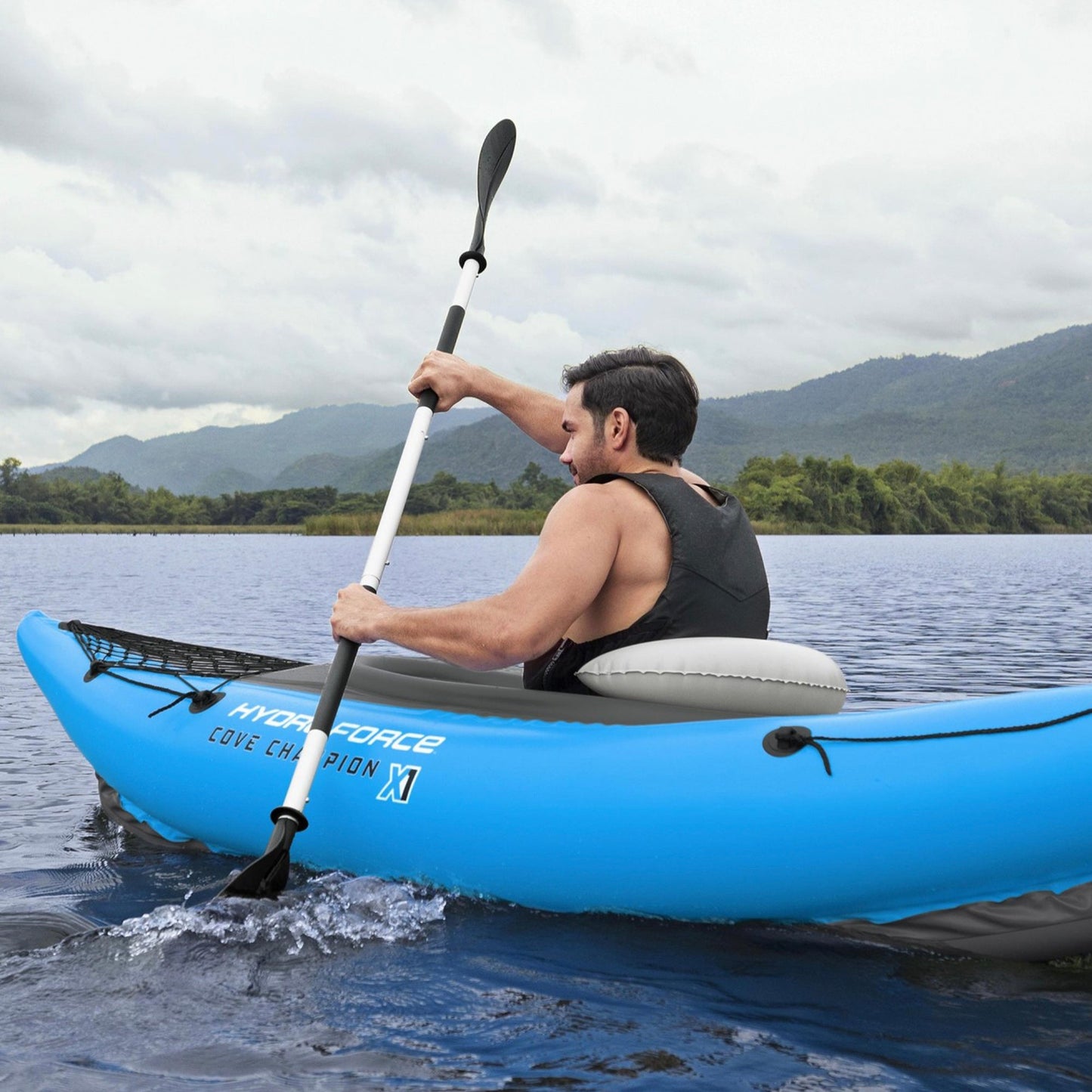 Bestway Hydro Force 91” Adjustable Aluminum Locking Kayak Paddle and Grip, Black