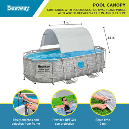 Bestway Flowclear Pool Canopy for 6' 11" to 11' 2" Above Ground Pools, Gray