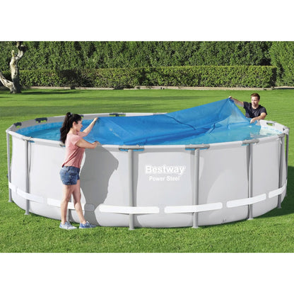 Bestway Flowclear 15 Feet Round Above Ground Pool Solar Pool Cover Only, Blue