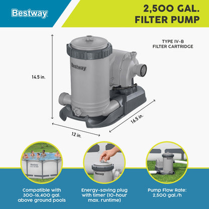 Bestway 2,500 Gallon Filter Pump Set for Above Ground Outdoor Swimming Pools