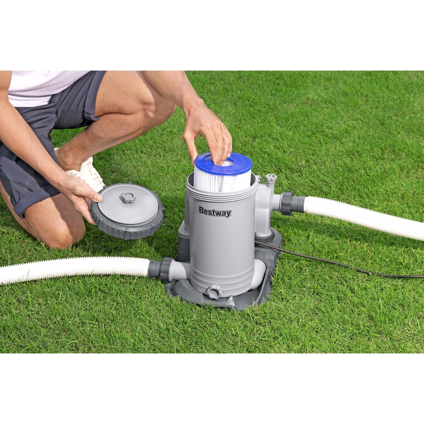 Bestway 2,500 Gallon Filter Pump Set for Above Ground Outdoor Swimming Pools