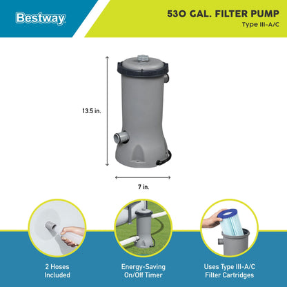 Bestway Flowclear 530 Gallons per Hour Above Ground Swimming Pool Filter Pump