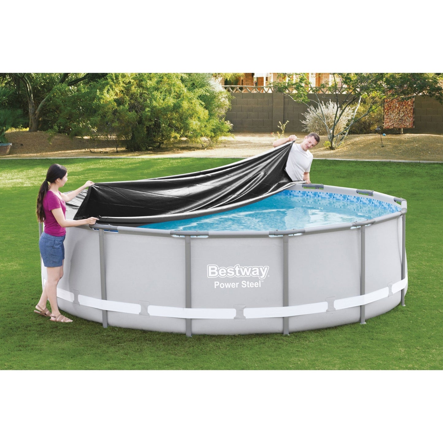 Bestway Flowclear Round 14' Pool Cover for Above Ground Frame Pools (Cover Only)