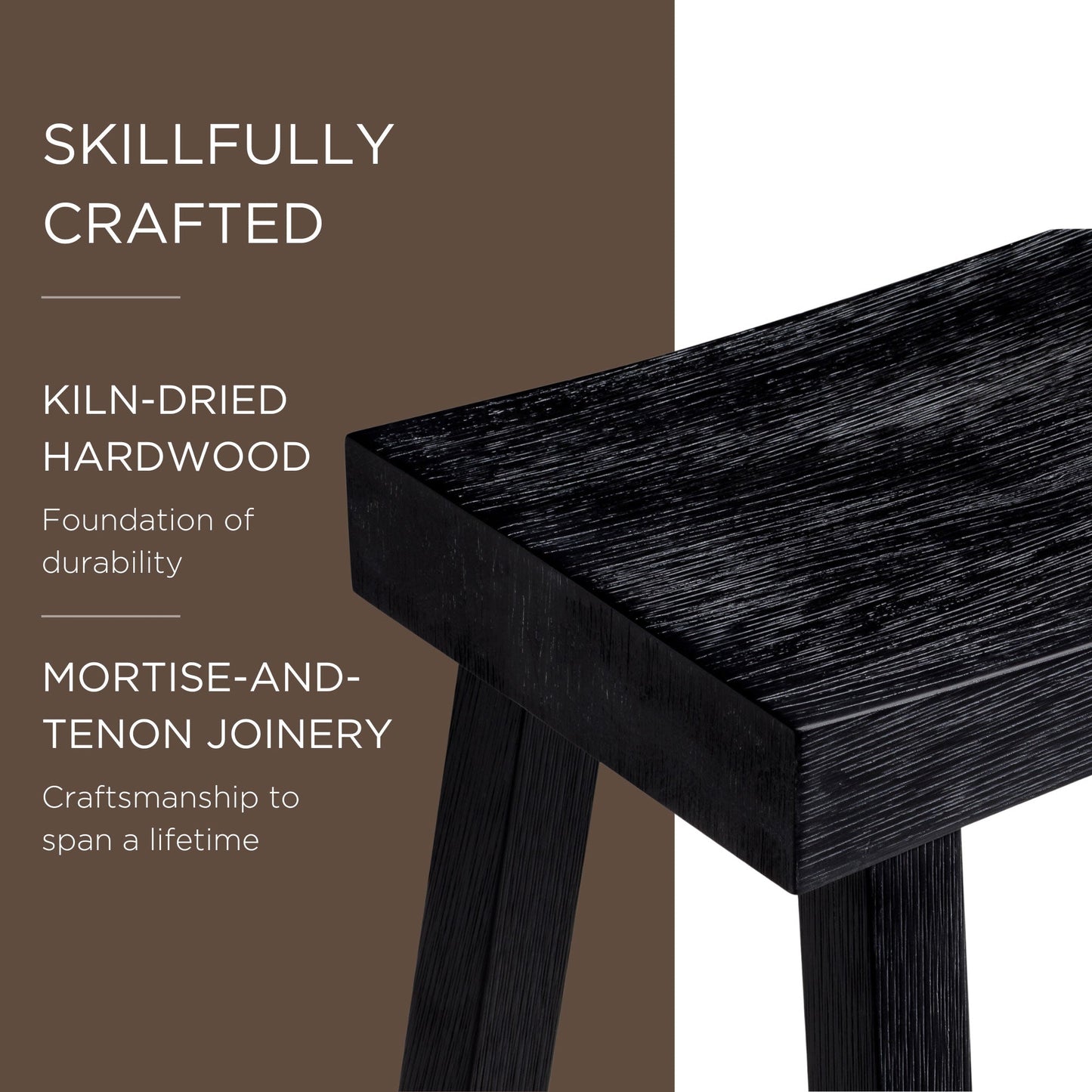 Maven Lane Vincent Wooden Rustic Aesthetic Kitchen Bar Stool, Set of 3