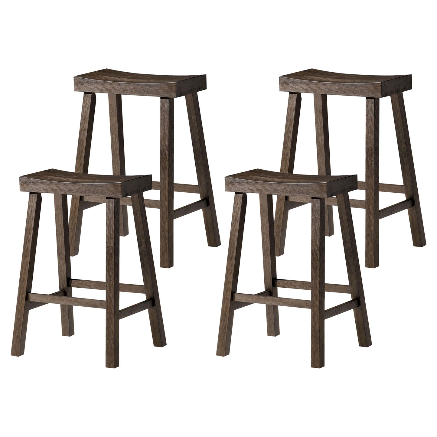 Maven Lane Vincent Wooden Rustic Aesthetic Kitchen Counter Stool, Set of 4