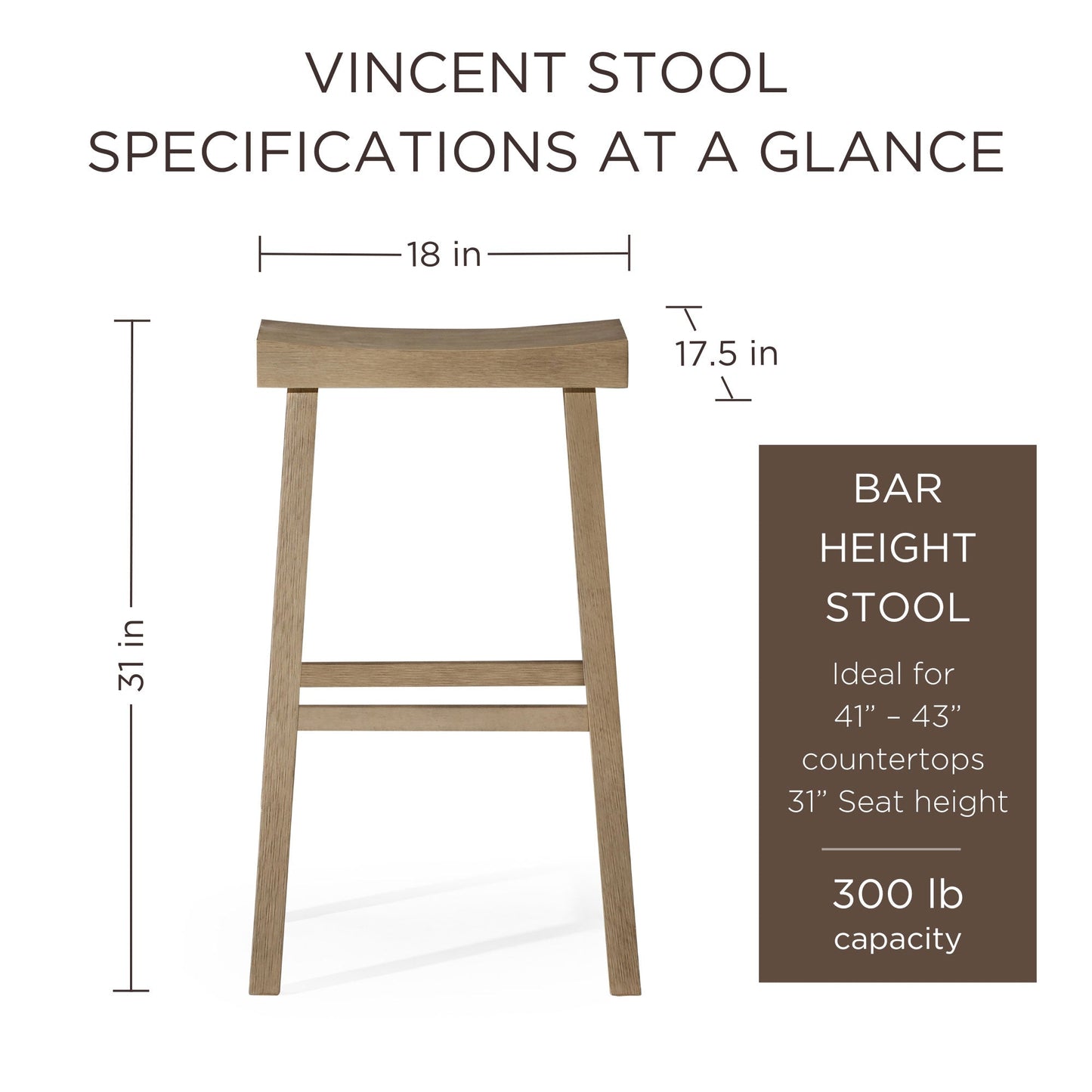 Maven Lane Vincent Wooden Rustic Kitchen Bar Stool, Antiqued Grey, Set of 2