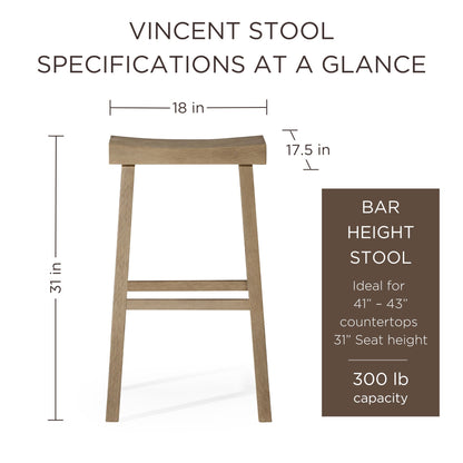 Maven Lane Vincent Wooden Rustic Kitchen Bar Stool, Antiqued Grey, Set of 2